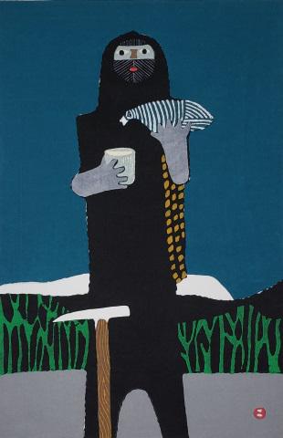 Japanese Art Sosaku Hanga Mountaineer and Bird Prints by Azechi Umetaro